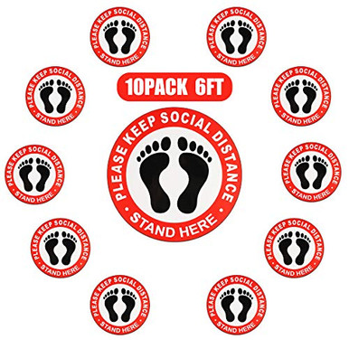 Social Distancing Floor Decals Foot Stickers for FloorMaintain 6 Foot ...