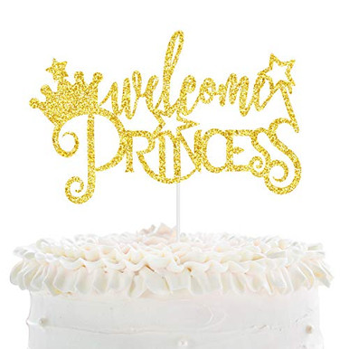 Welcome Princess Birthday Cake Topper Hello Baby Gold Glitter Crown ...