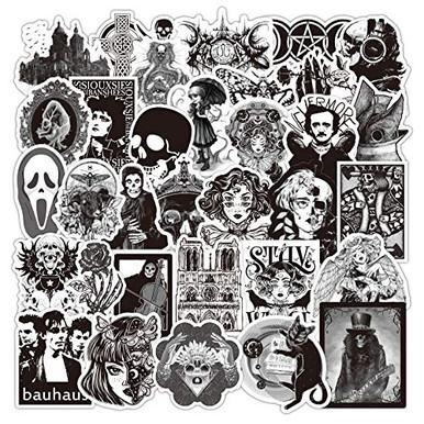 100 Pcs Gothic Stickers Black and White Punk Gothic Decals for Water ...