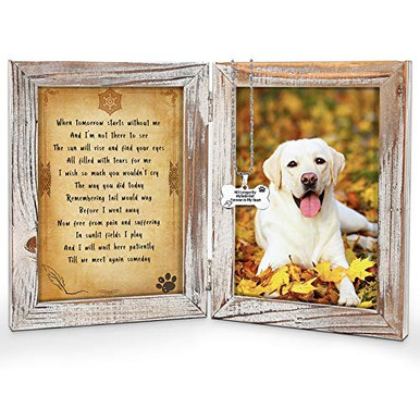 KCRasan Pet Memorial Picture Frame Solid Wood Dog Picture Frame and Dog ...
