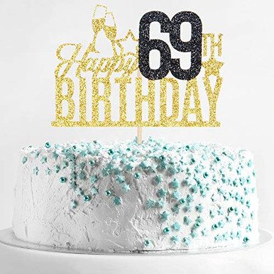 Happy 69th Birthday Cake Topper Sixty nineyearold Cake Topper 69th ...