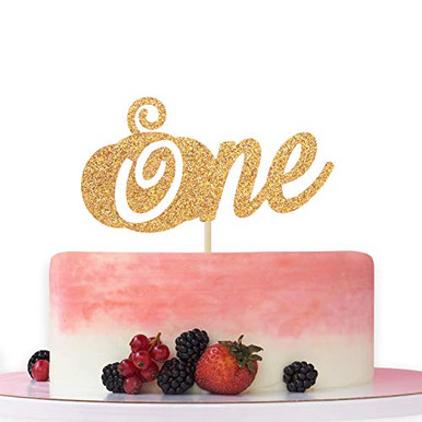 Gold Glitter One Cake Topper for 1st Birthday Party Decorations Happy ...