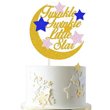 Twinkle Twinkle Little Star Cake Topper Gold Glitter Half Moon and ...