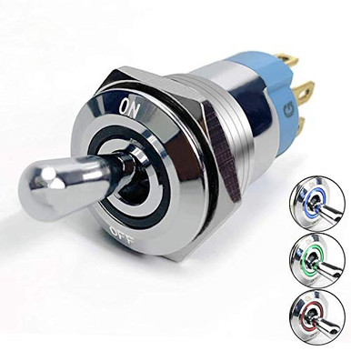 DaierTek SPST ON Off LED Toggle Switch 12V RGB Illuminated Lighted IP67 ...