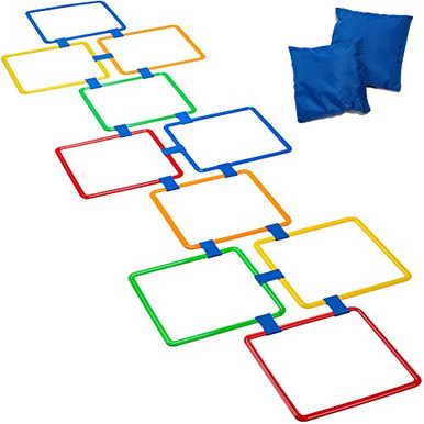 GETMOVIN SPORTS Hopscotch Squares Set with 2 Premium Beanbags Giant ...