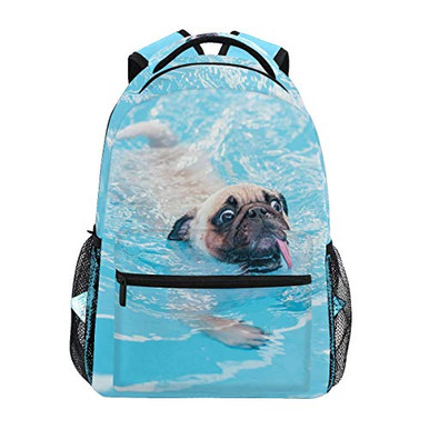 Happy Cute Pug Dog Backpacks Travel Laptop Daypack School Bags for ...