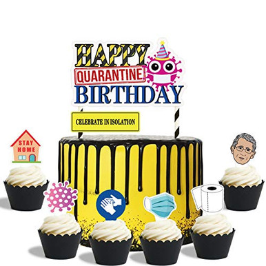 Happy Quarantine Birthday Cake Topper Cupcake Toppers, Cake Quarantine Decorations Birthday ...