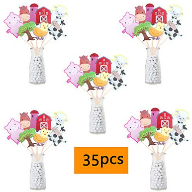 30-Piece Farm Animal Party Centerpieces - Barnyard Table Toppers For Birthday, Baby Shower, Themed Parties