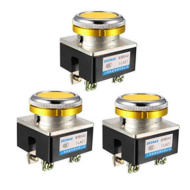 uxcell Push Button Switch Yellow Momentary AC 380V 5A Flat Head ...