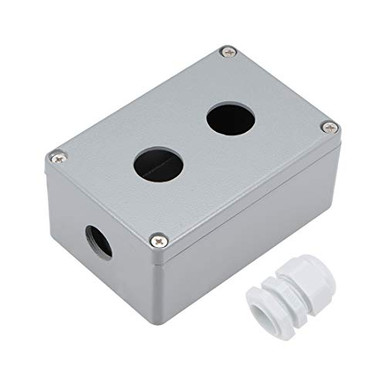uxcell Push Button Switch Control Station Box 22mm 2 Button Hole Gray ...