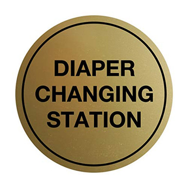 Signs ByLITA Circle Diaper Changing Station Sign Brushed Gold Small ...