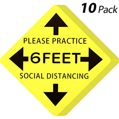 10 Pieces Social Distance Floor Decal Stickers Please Practice Social ...