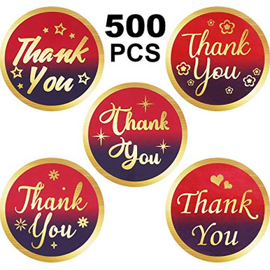 500 Pieces Thank You Foil Stickers Envelope Seals Stickers 2 Inch Foil ...