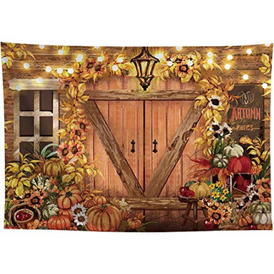 Thanksgiving Backdrop 8x6FT - Fall Autumn Pumpkin Photo Background Banner For Holiday Parties