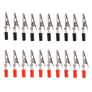 22-Pack 51mm Alligator Clip Clamp Assortment – Metal Red & Black Electrical Test Clips With Plastic Hands For Automotive, DIY Soldering & Electrical Testing (11 Red, 11 Black)