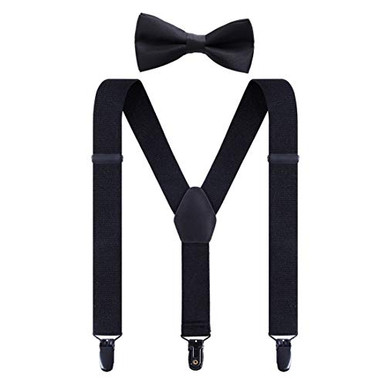 Kids Suspenders and Bow Tie Set Black Adjustable Trendy Suspender for ...