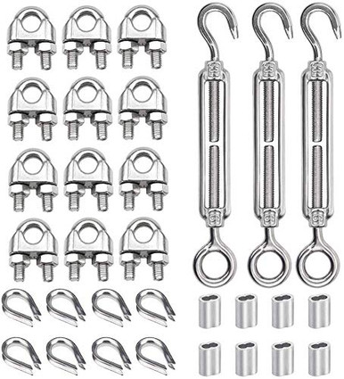 Wire Rope Accessory Set Including Turnbuckle Wire Rope Cable Clip Clamp ...