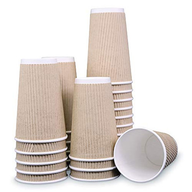 16 Ounce Ripple Kraft Paper Hot Cups for Coffee and Tea Beverages 50 ...