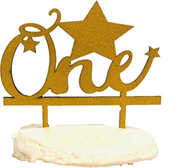 1st Birthday Cake Topper Decoration One Double Sided wooden glitter ...