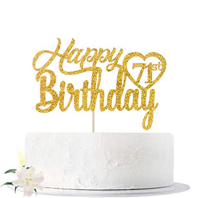Gold Glitter Happy 71st Birthday Cake Topper Hello 71 Cheers to 71 ...