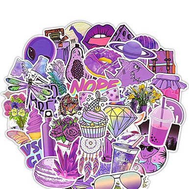 WEKITY Cute Stickers 50 Pack Purple Stickers for Water Bottle ...
