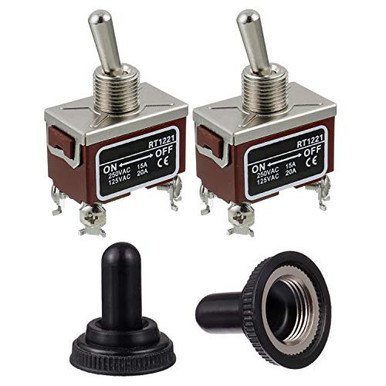 Baomain DPST Toggle Switch – NO-Off 2 Position, 125VAC 20A / 250VAC 15A, With Rainproof Caps (Pack Of 2)