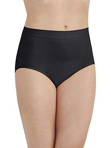 Vanity Fair Women's Smoothing Comfort Brief Panties with Rear Lift, Seamless - Black, 9
