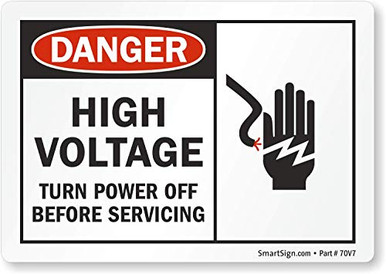 Danger High Voltage Turn Power Off Label By SmartSign 3 5 x 5 Laminated ...