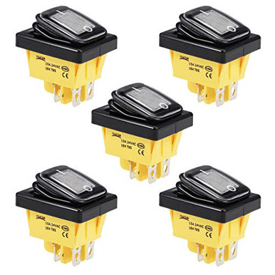 uxcell DPST Boat Rocker Switch White LED Waterproof Toggle Switches for ...