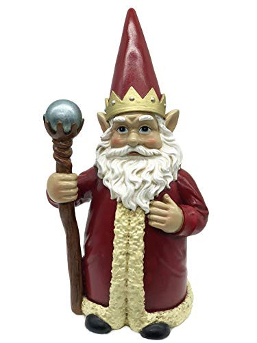 FICITI Gnome King with Red Robe Crown and Scepter Gnome Ruler Garden ...