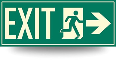 Low Proximity Photoluminescent Exit Sign Running Man Right Arrow 15 x 6 ...