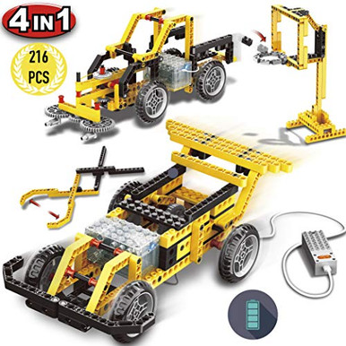 PinSpace 4 in 1 Electric Race car Building Set, 216 Pieces Kids DIY ...
