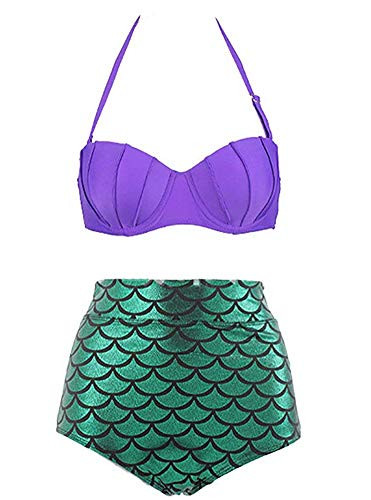 Linvme LinvMe Women s Mermaid Push UP Bikini High Waisted Swimsuit XXL Purple ...