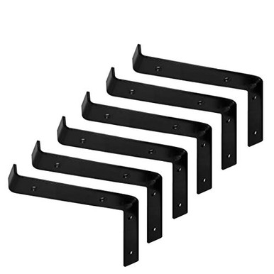 Black Shelf Brackets 6 Inch Lip Brackets for Shelves Heavy Duty ...