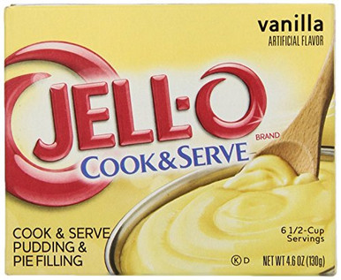 JELL-O Vanilla Cook Serve Pudding Mix 4-6 oz Box - Warehousesoverstock