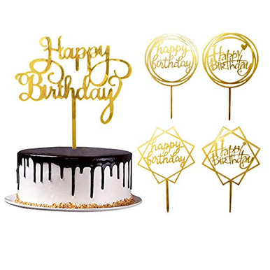 Happy Birthday Cake Topper Gold Glitter Acrylic Cake Topper Cake ...