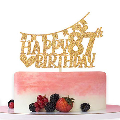 Gold Glitter Happy 87th Birthday Cake Topper Hello 87 Cheer to 87 Years