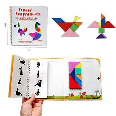 Travel Tangram Puzzle Book - Magnetic Pattern Blocks Set Geometric ...