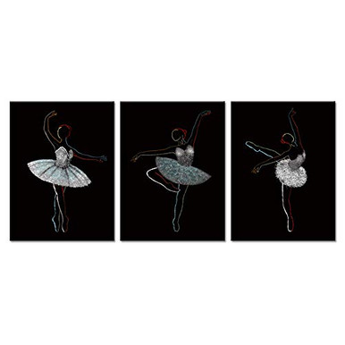 ZingArts 3 Piece Ballet Dancers Canvas Wall Art Modern Decorative Black ...