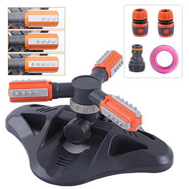 YIIMOO Garden Sprinkler Upgrade Lawn Automatic 360 Degree 3- Arm ...