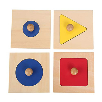 XIHAToy Montessori Material 4 Single Color Shape Inset Puzzle Wooden ...