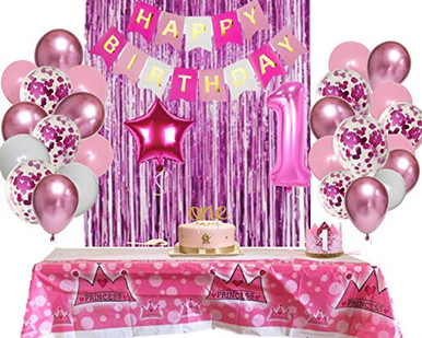 Baby Girl 1st Birthday Decorations Set Birthday Crown and Princess ...