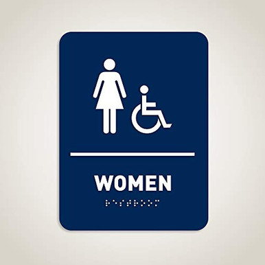 Women's Wheelchair Accessible Shower ADA Sign On Brushed Aluminum
