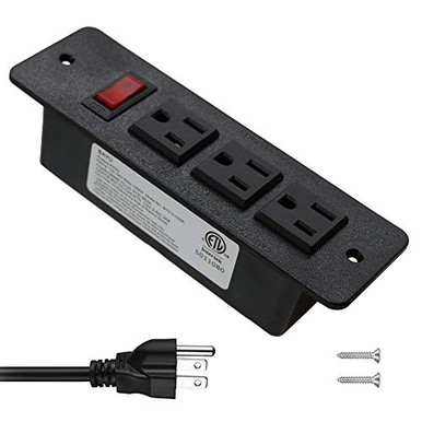 Power Outlet Commure Conference Recessed Power Strip with Switch 3 AC Outlets Hidden Mounted ...