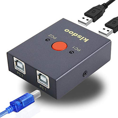 USB Type-B Switcher Box Kisdoo 2-Output External Printer Scanner ...