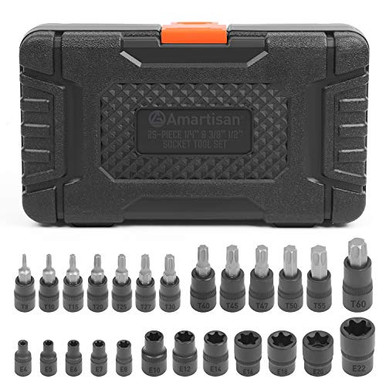 Amartisan 25-Piece E-TORX Star Socket Set and Torx Bit Socket Set S2 ...
