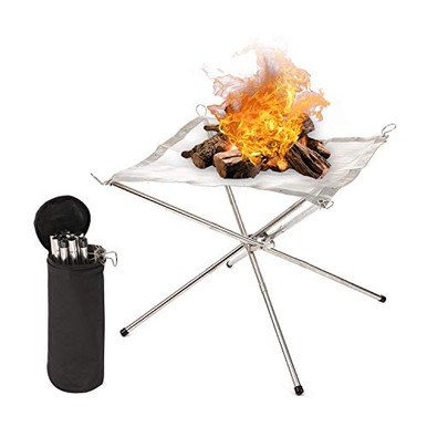 Portable Fire GALMAXS7 Camping Fire Pit Portable Fire Pit Stainless Steel Mesh ...