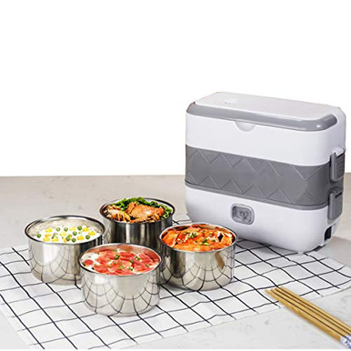 Instant Cooking Box Stainless Steel Electric Lunch Box 110V 4 in 2 Layer Thermal Heating ...
