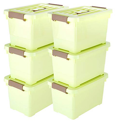 WYT Plastic Storage Container Bins-6 Pack Green Multi-Purpose Storage ...
