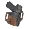 Horizon (OWB) Holster - Distressed Brown Base w/ Vintage Black Patch - Size 3 (Sub Compact)